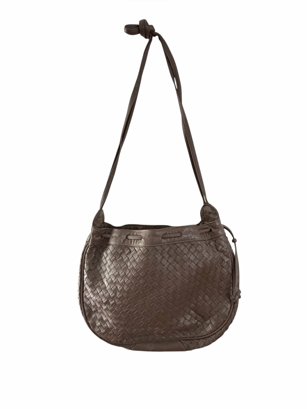 Meyers Woven Leather Crossbody Bag in taupe Brown